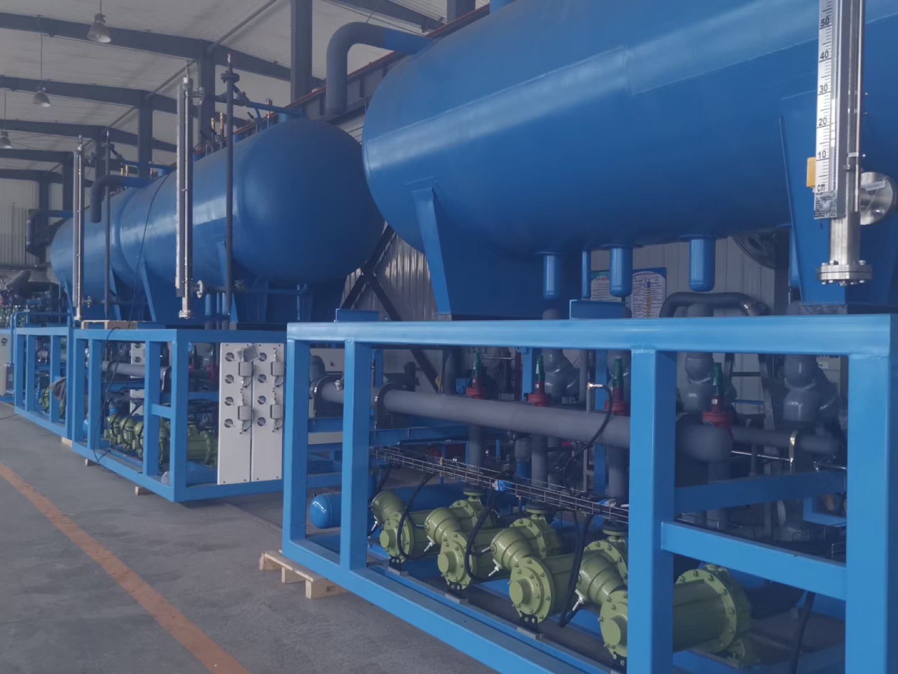 Industrial refrigeration system assembled in workshop