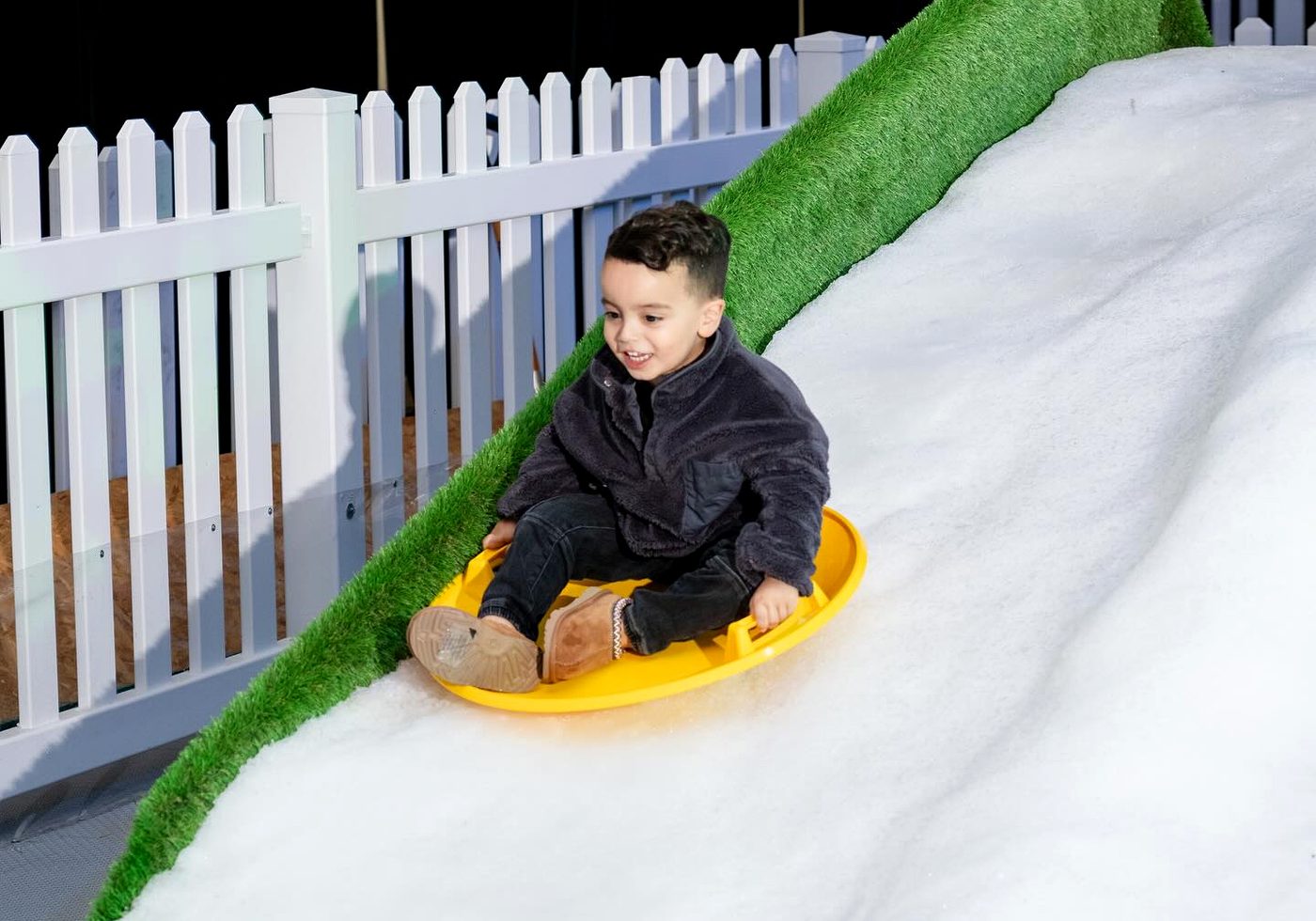 Indoor snow park layout and equipment access planning
