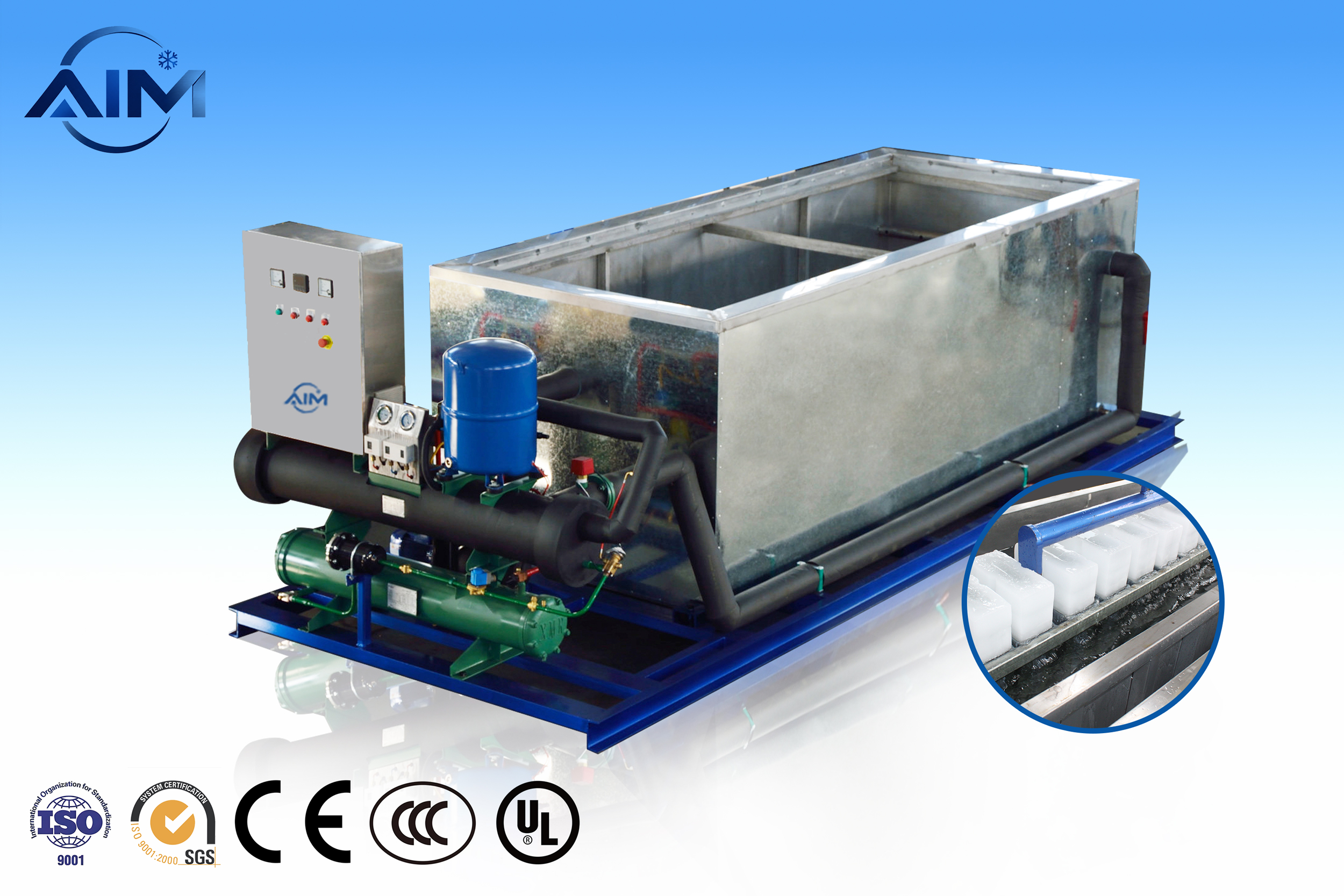 AB-10T-BW brine cooling block ice machine for fishery and ice distribution