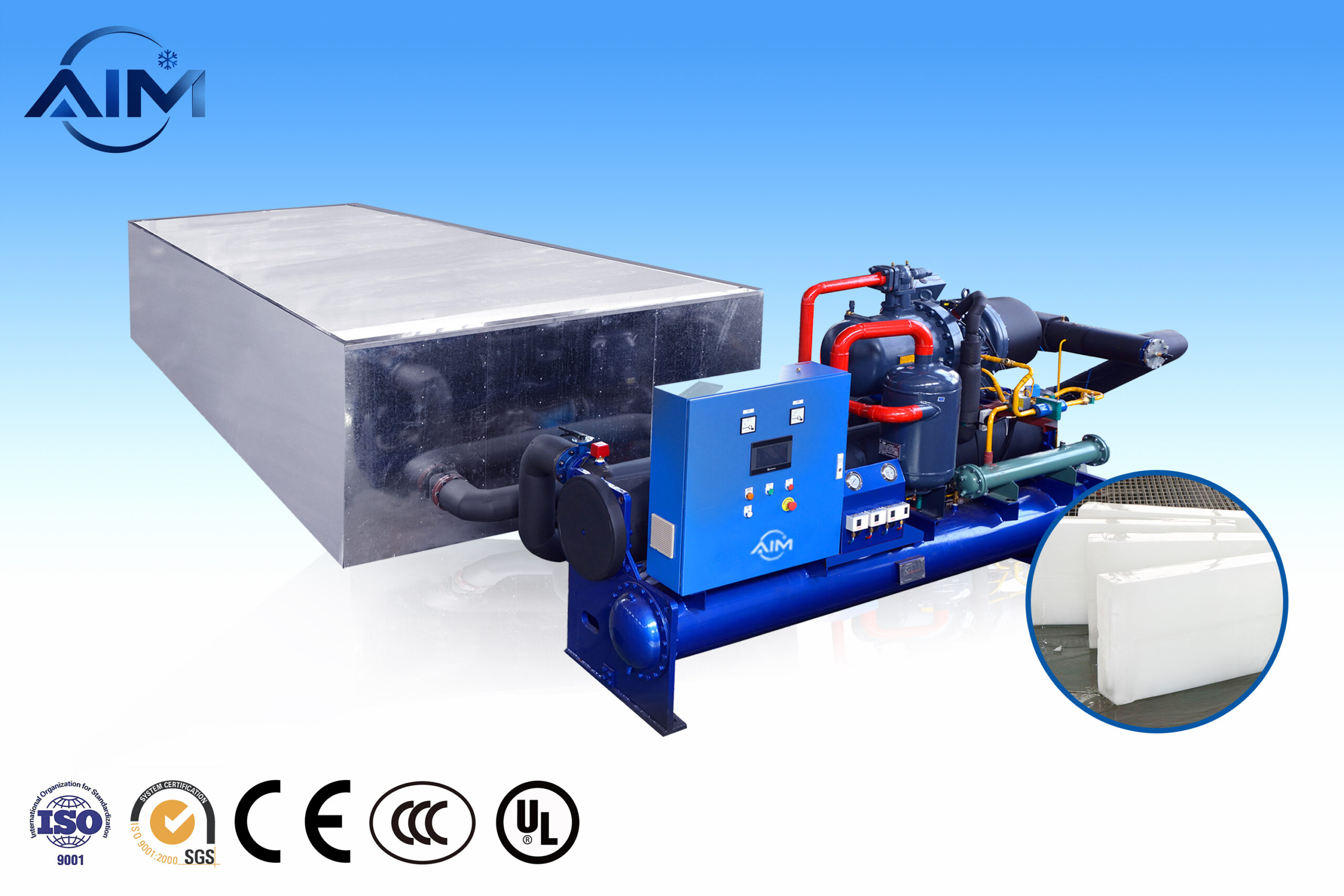 AB-20T-BE brine cooling block ice machine for fishery and ice distribution