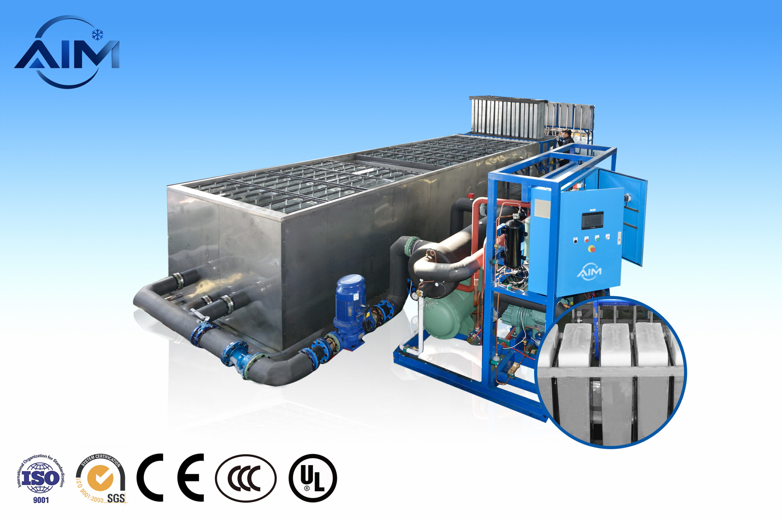 AB-30T-BE brine cooling block ice machine for fishery and ice distribution
