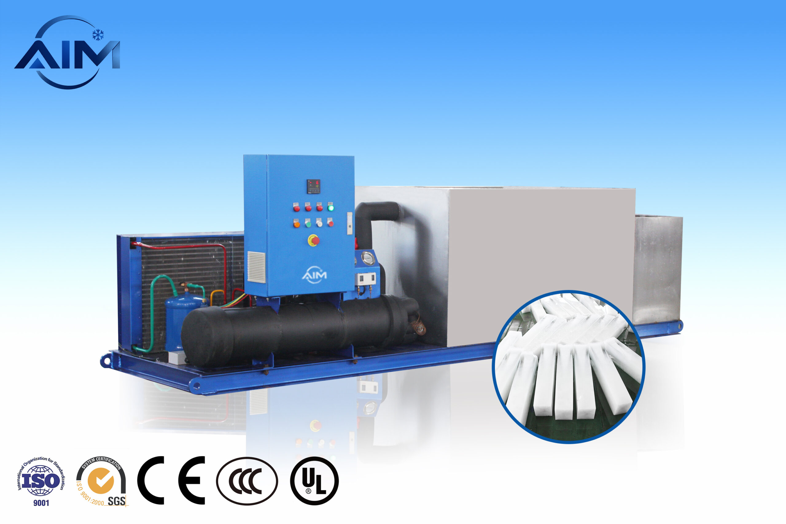 AB-3T-BA brine cooling block ice machine for fishery and ice distribution