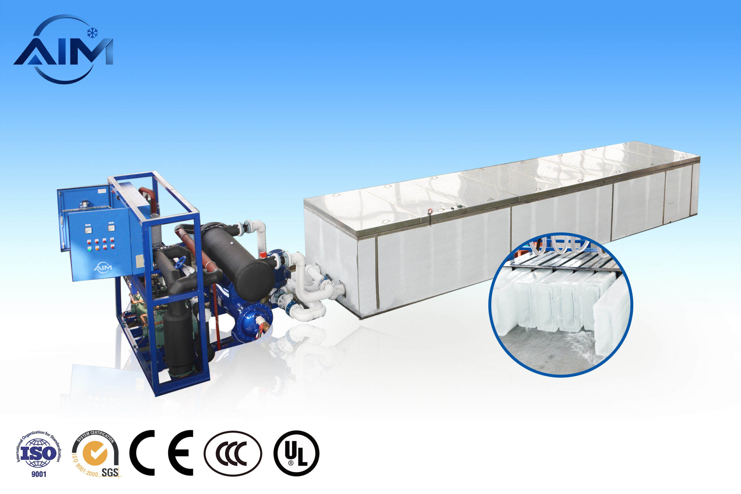 AB-50T-BE brine cooling block ice machine for fishery and ice distribution