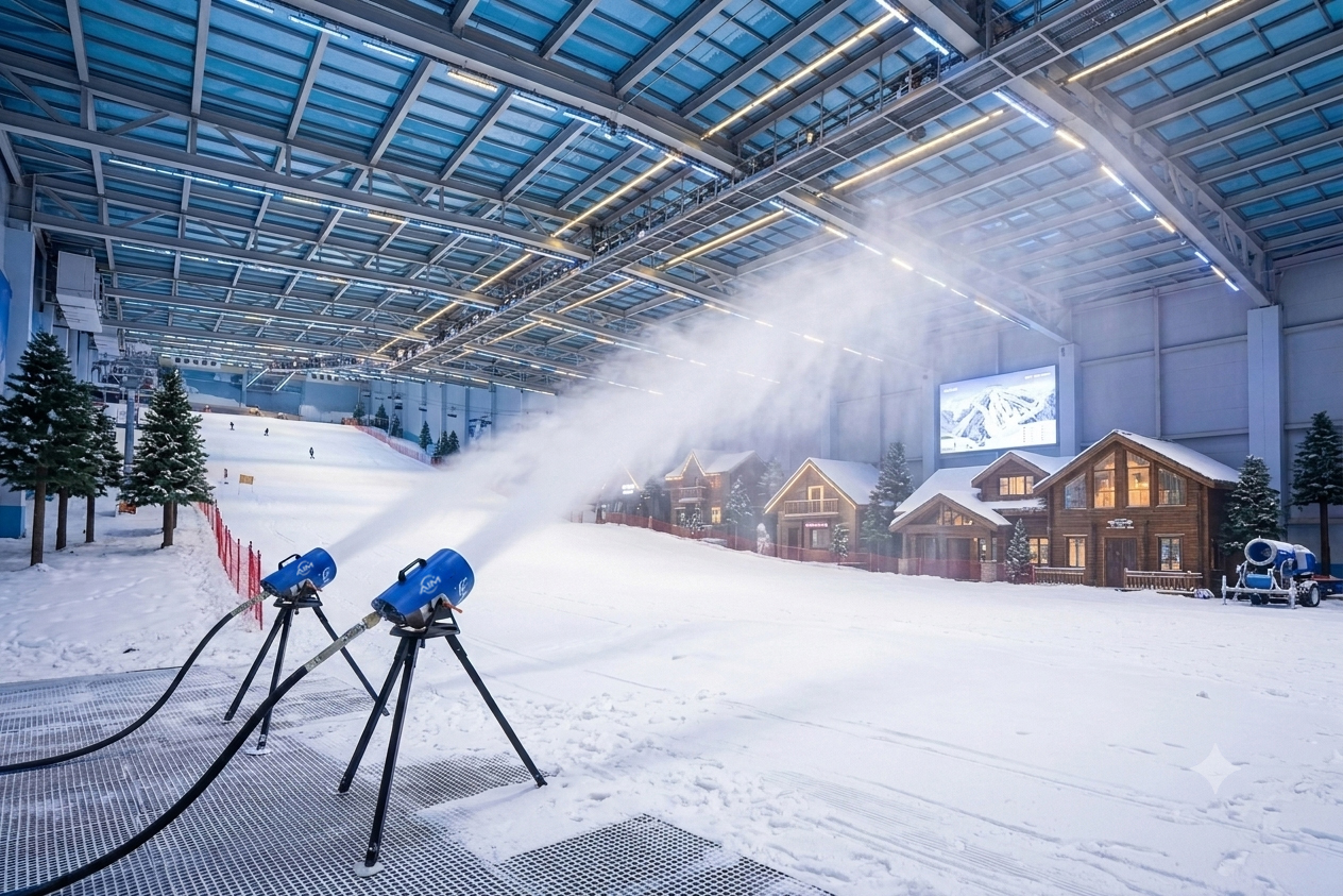 snow making equipment for an indoor venue