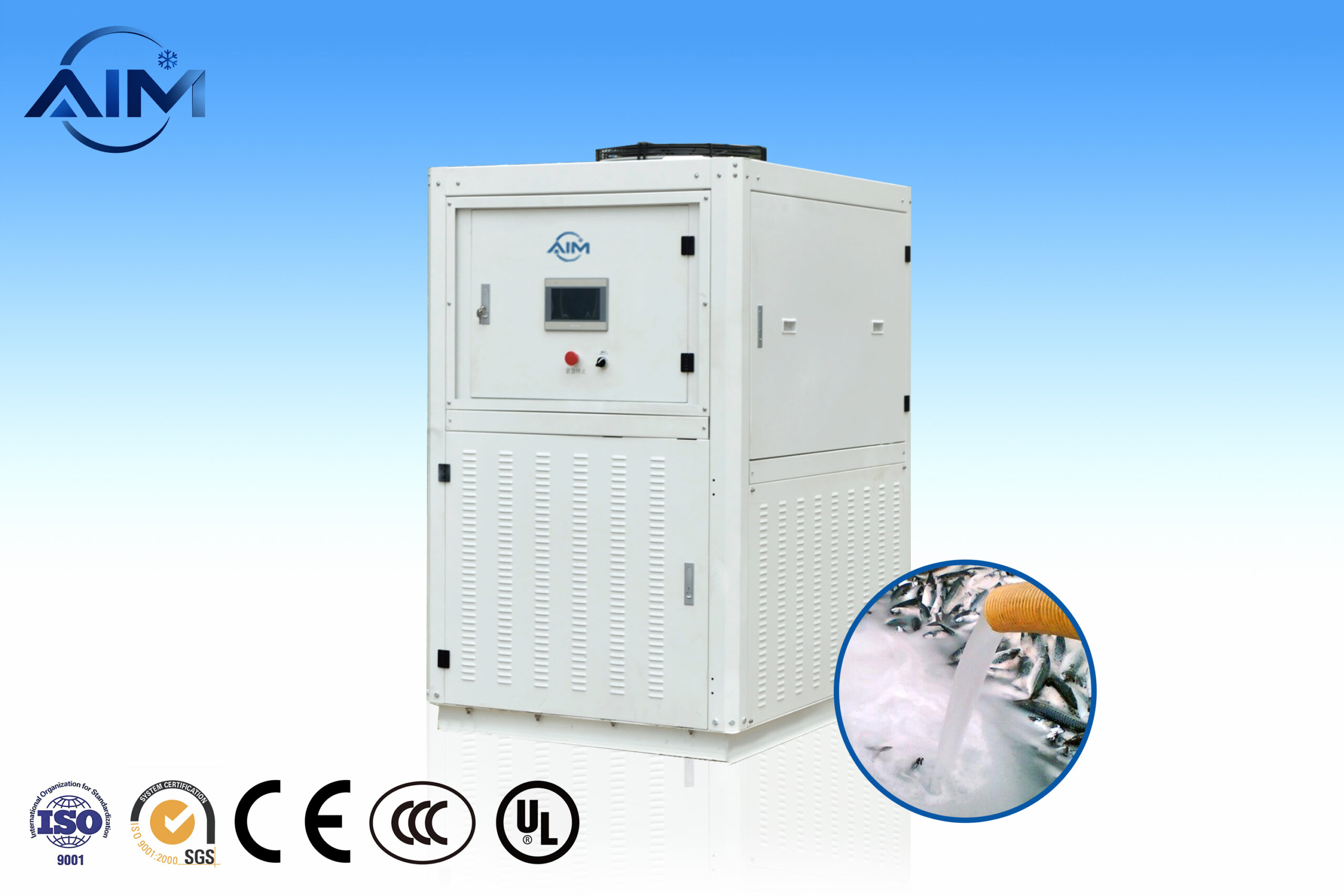 AS-2TA slurry ice machine for pumpable seafood and vessel cooling