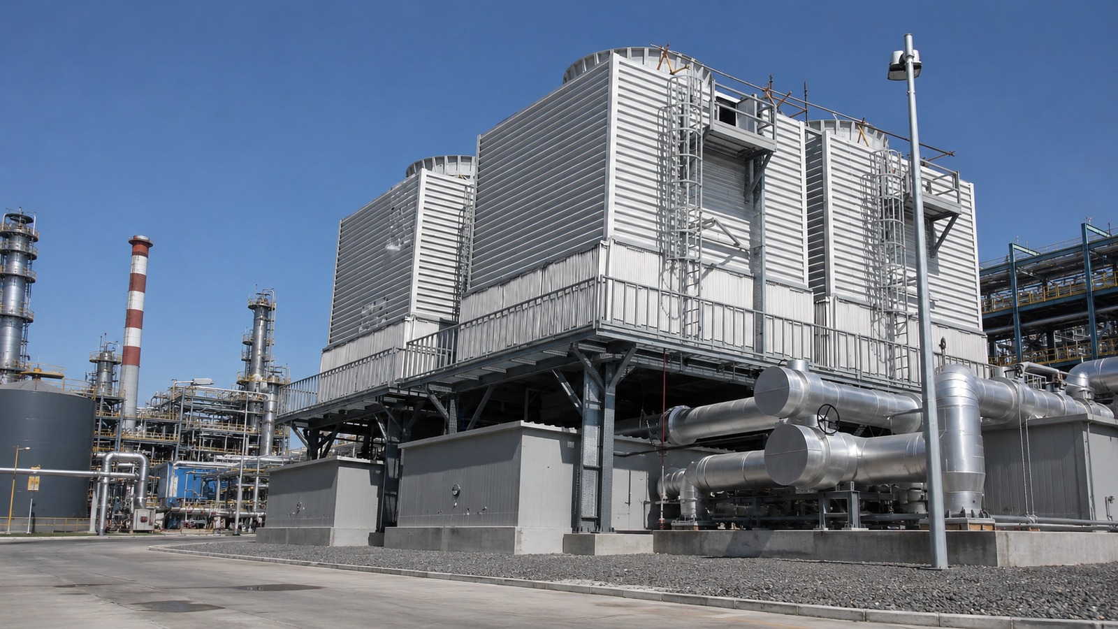 Industrial cooling pipework for AIM water chiller and central refrigeration projects