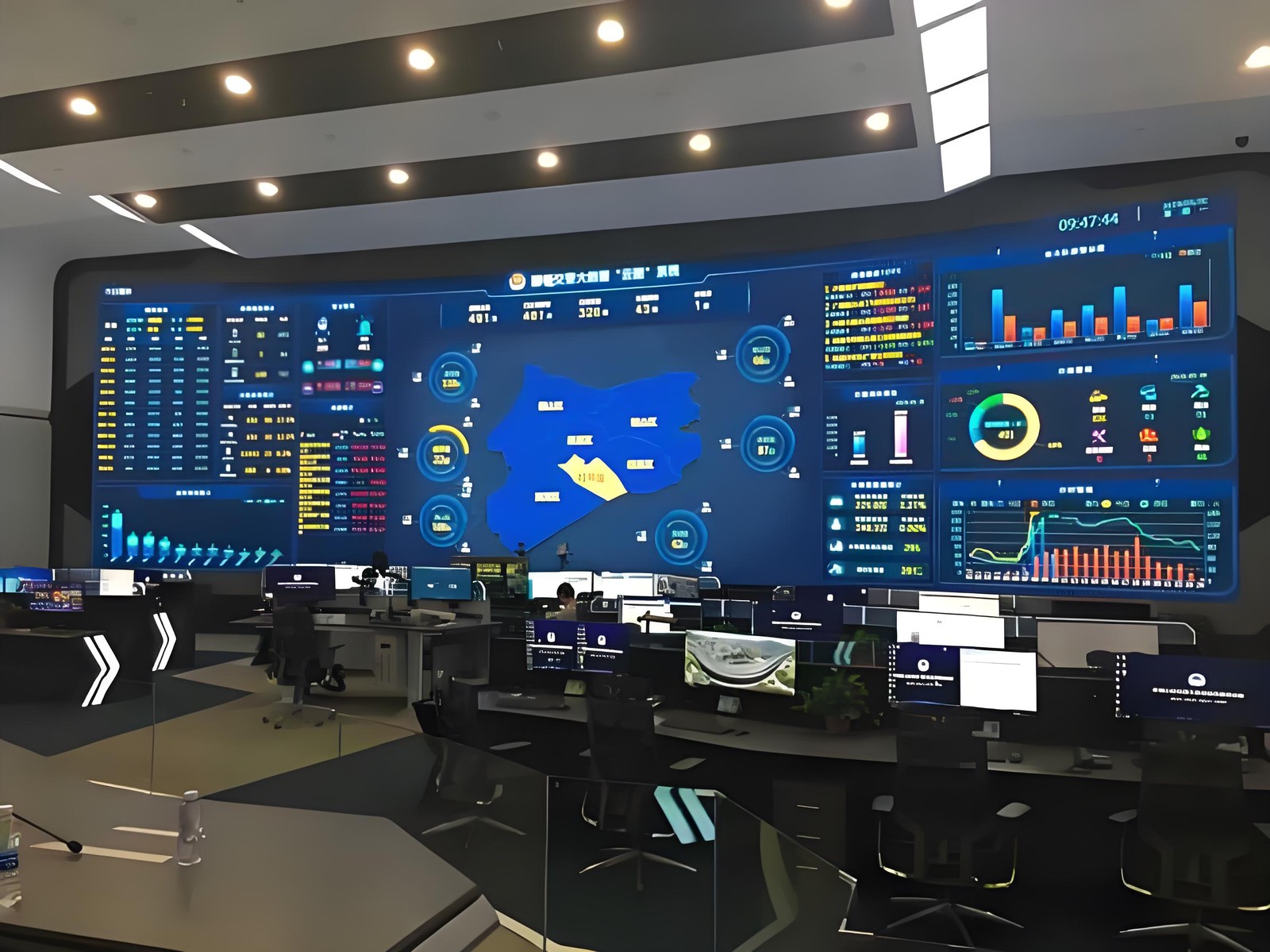 Central control centre monitoring an industrial water chiller and chilled water system