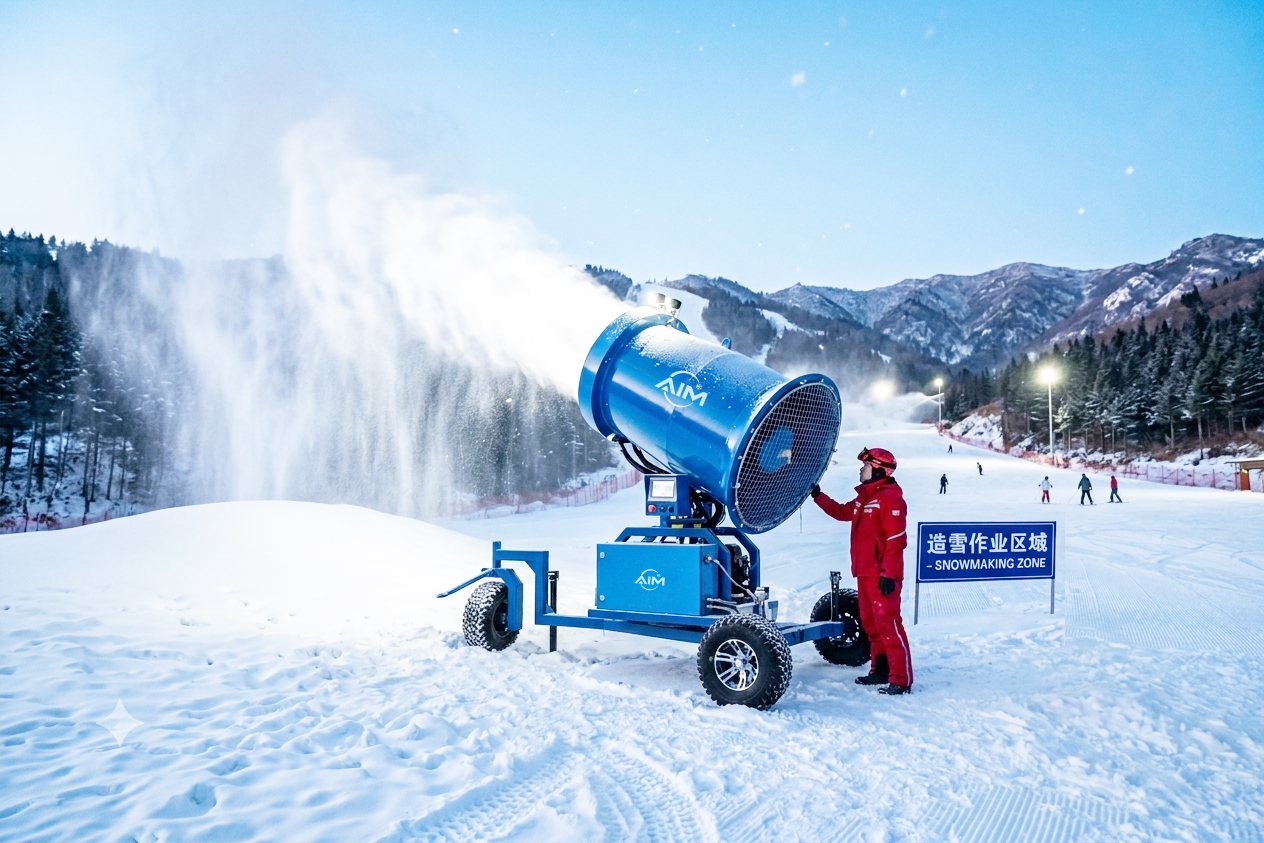 snow making equipment for an indoor venue